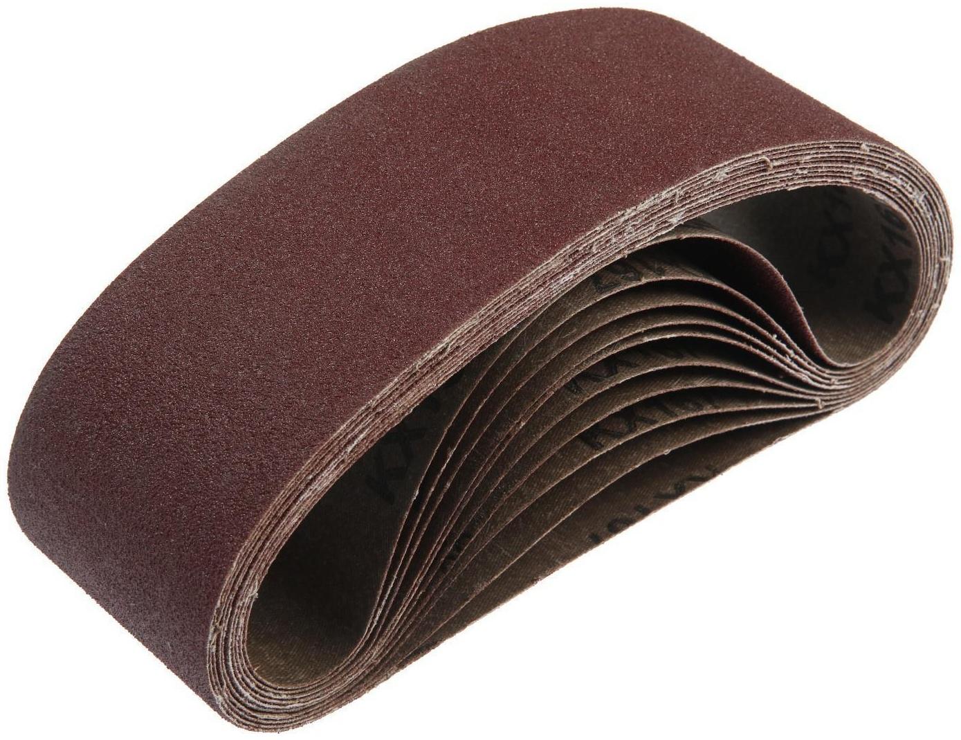 Лента абразивная бесконечная ТУНДРА, на тканевой основе, 75 х 533 мм, Р80, 10 шт.