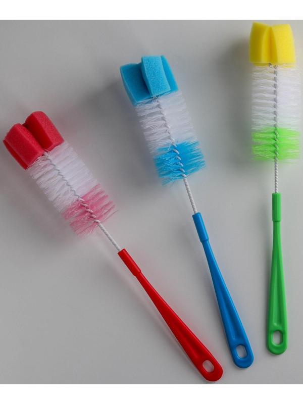 Ёршик для посуды с губкой, 5×34 см, цвет МИКС