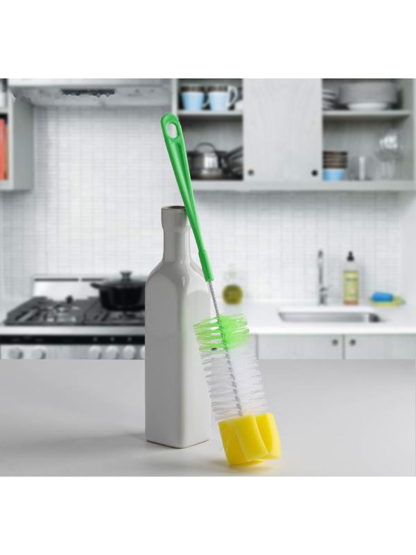 Ёршик для посуды с губкой, 5×34 см, цвет МИКС