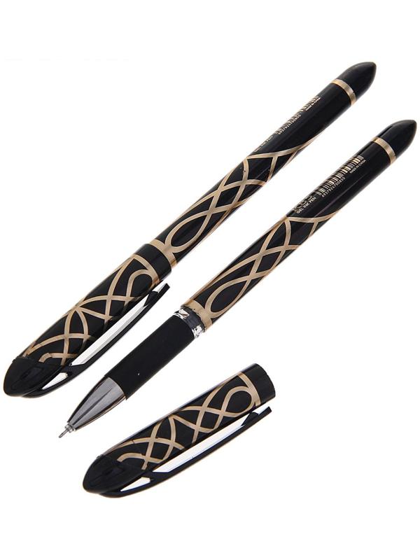 Ручка гелевая 0.5 мм, чёрный, корпус с узором, игольчатый пишущий узел