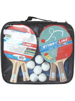 Набор для настольного тенниса, 4 ракетки Level 100, 6 мячей Club Select, сетка с креплением