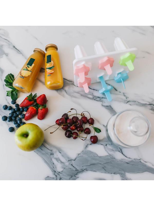 Форма для мороженого «Звезда», 6 ячеек, палочки в комплекте, цвет МИКС