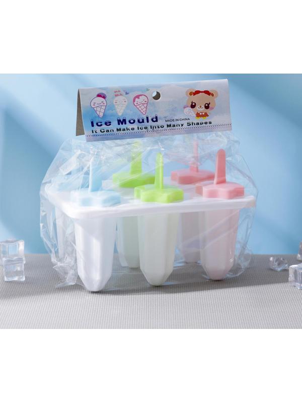 Форма для мороженого «Звезда», 6 ячеек, палочки в комплекте, цвет МИКС