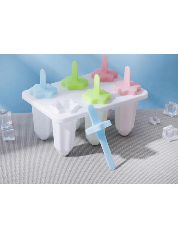 Форма для мороженого «Звезда», 6 ячеек, палочки в комплекте, цвет МИКС