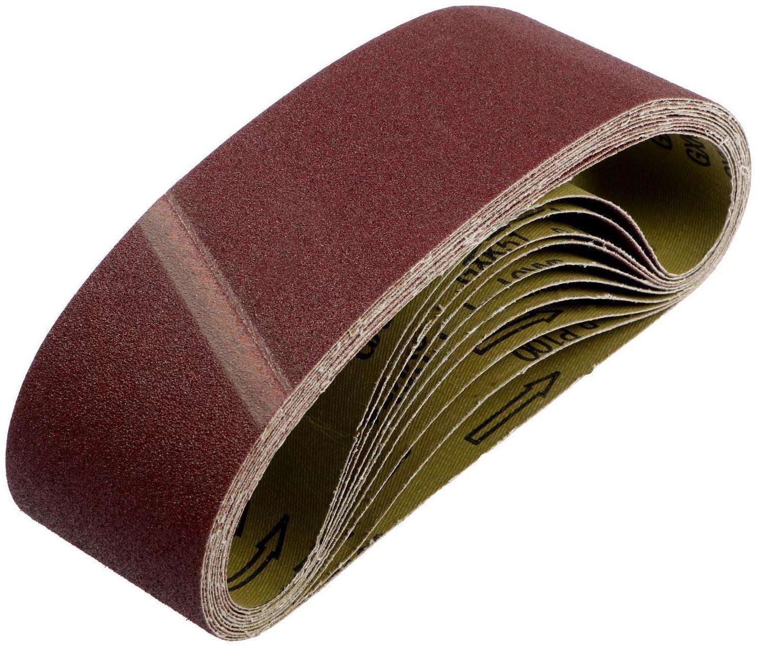 Лента абразивная бесконечная ТУНДРА, на тканевой основе, 75 х 533 мм, Р100, 10 шт.