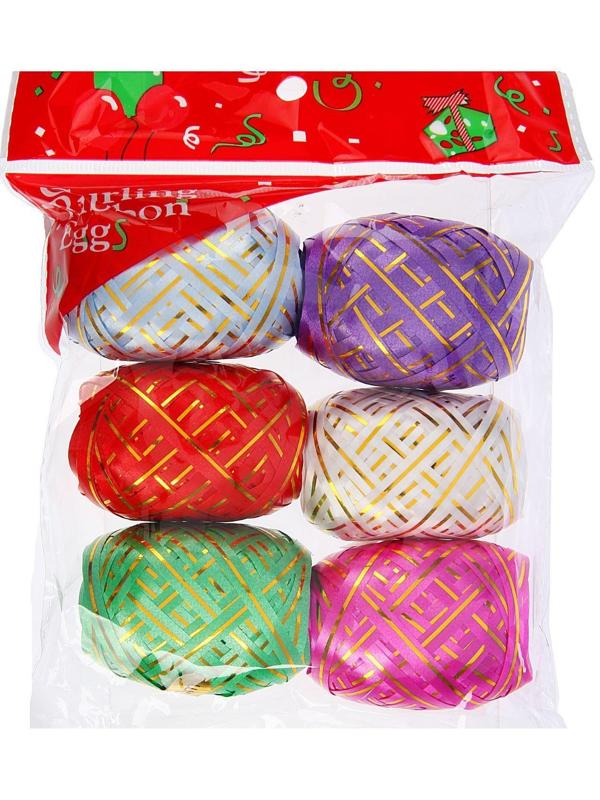 Лента упаковочная, с полосой, микс, 0,5 см х 10 м, набор 6 шт.