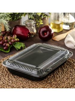 Контейнер с крышкой одноразовый для суши Коррекс, 24×19×5 см, 1,74 л, цвет чёрный