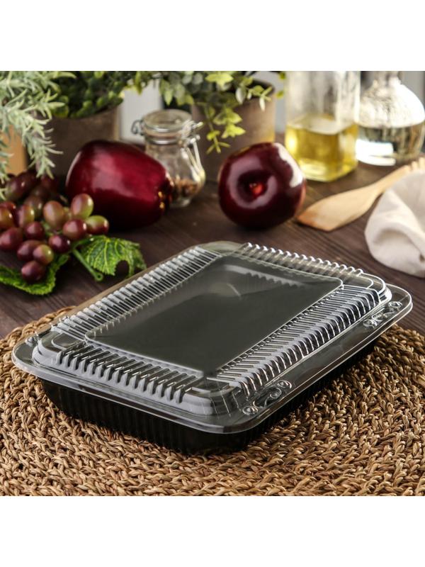 Контейнер с крышкой одноразовый для суши Коррекс, 24×19×5 см, 1,74 л, цвет чёрный