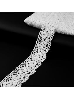Кружево вязаное, 40 мм × 15 ± 1 м, цвет кипенно-белый