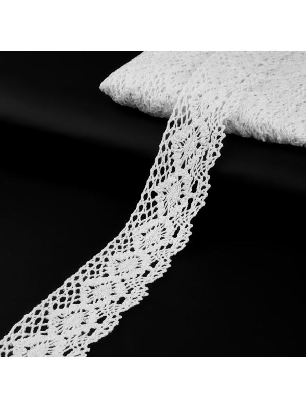 Кружево вязаное, 40 мм × 15 ± 1 м, цвет кипенно-белый