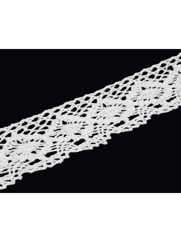 Кружево вязаное, 40 мм × 15 ± 1 м, цвет кипенно-белый