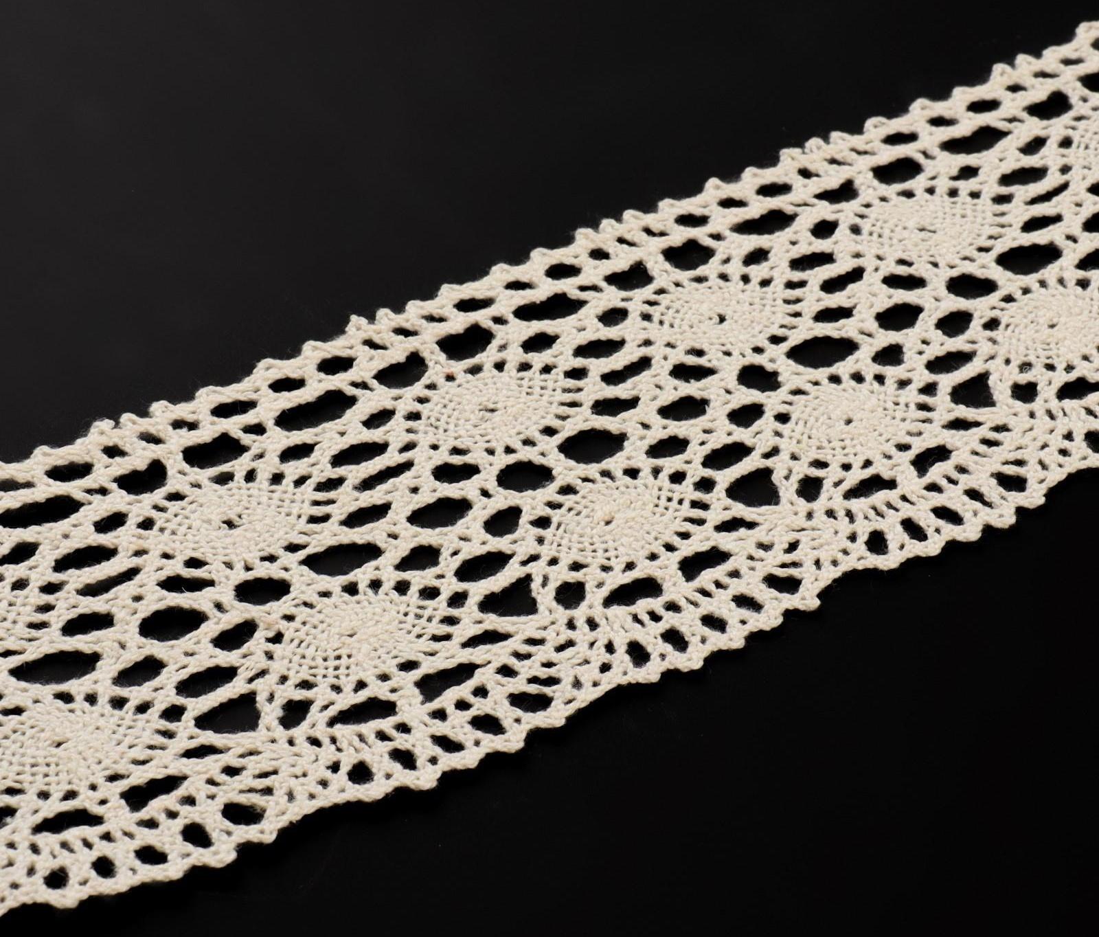 Кружево вязаное, 70 мм × 15 ± 1 м, цвет бежевый