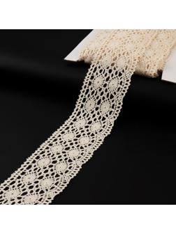 Кружево вязаное, 70 мм × 15 ± 1 м, цвет бежевый