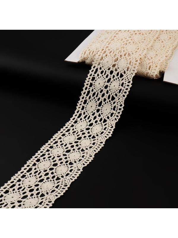 Кружево вязаное, 70 мм × 15 ± 1 м, цвет бежевый