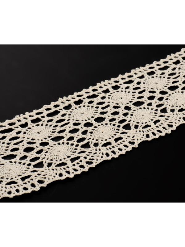 Кружево вязаное, 70 мм × 15 ± 1 м, цвет бежевый