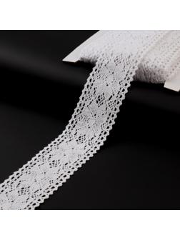 Кружево вязаное, 60 мм × 15 ± 1 м, цвет кипенно-белый