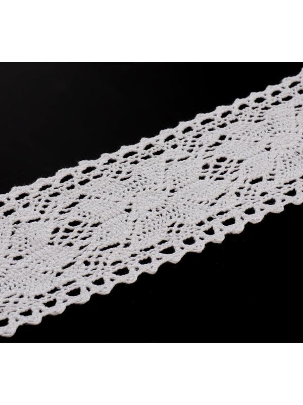 Кружево вязаное, 60 мм × 15 ± 1 м, цвет кипенно-белый