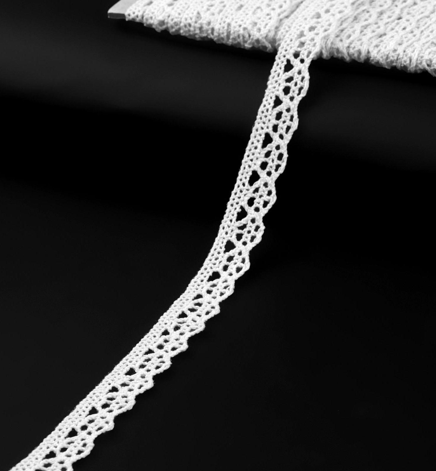 Кружево вязаное, 10 мм × 15 ± 1 м, цвет кипенно-белый