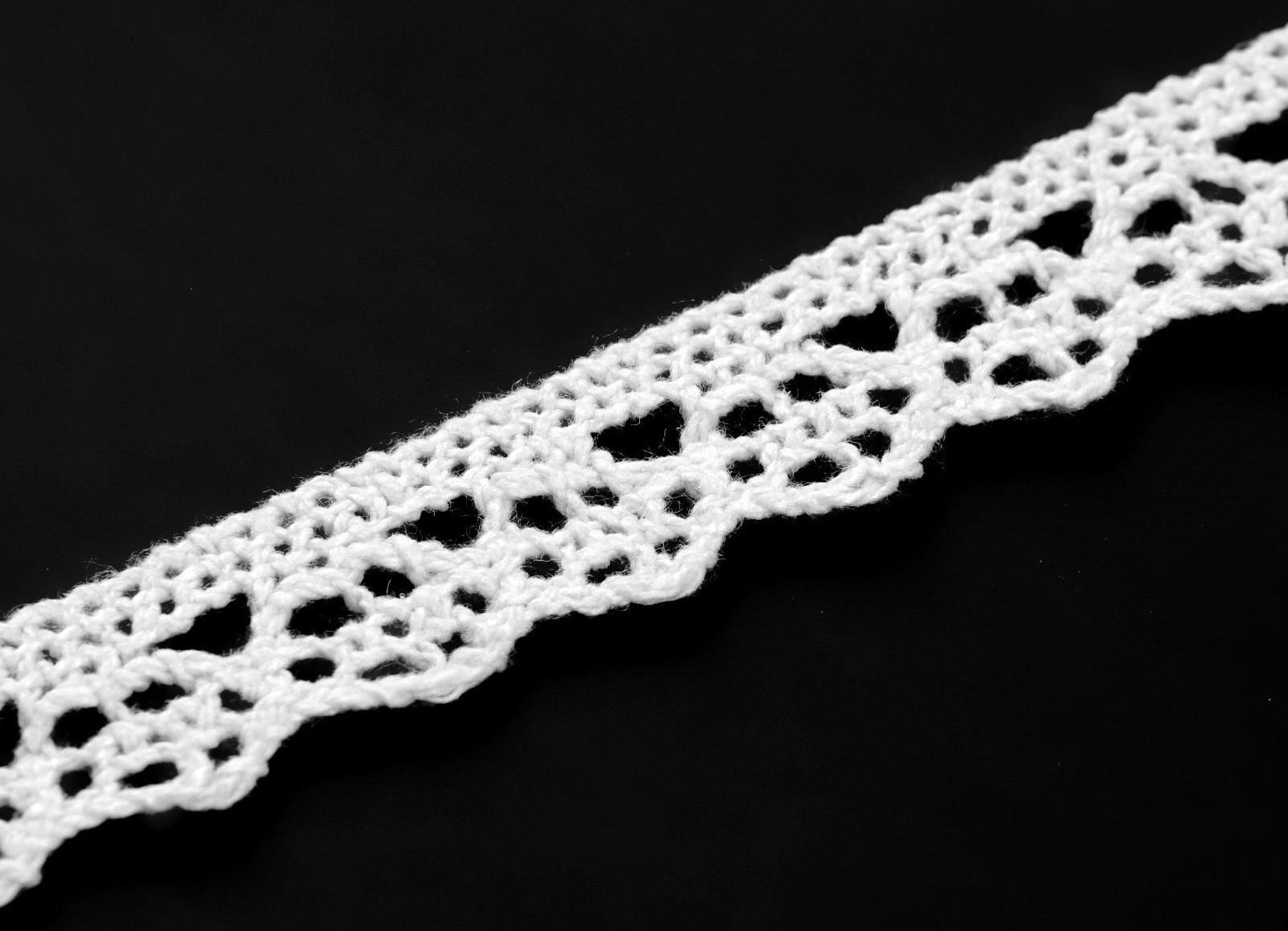 Кружево вязаное, 10 мм × 15 ± 1 м, цвет кипенно-белый