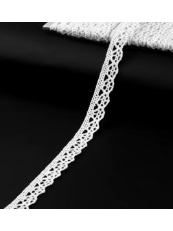 Кружево вязаное, 10 мм × 15 ± 1 м, цвет кипенно-белый
