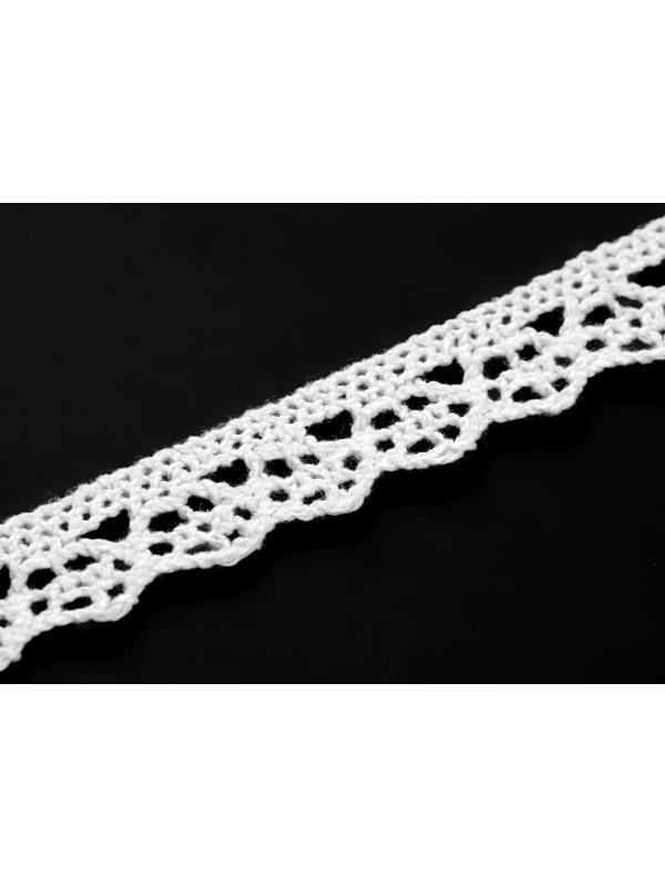 Кружево вязаное, 10 мм × 15 ± 1 м, цвет кипенно-белый