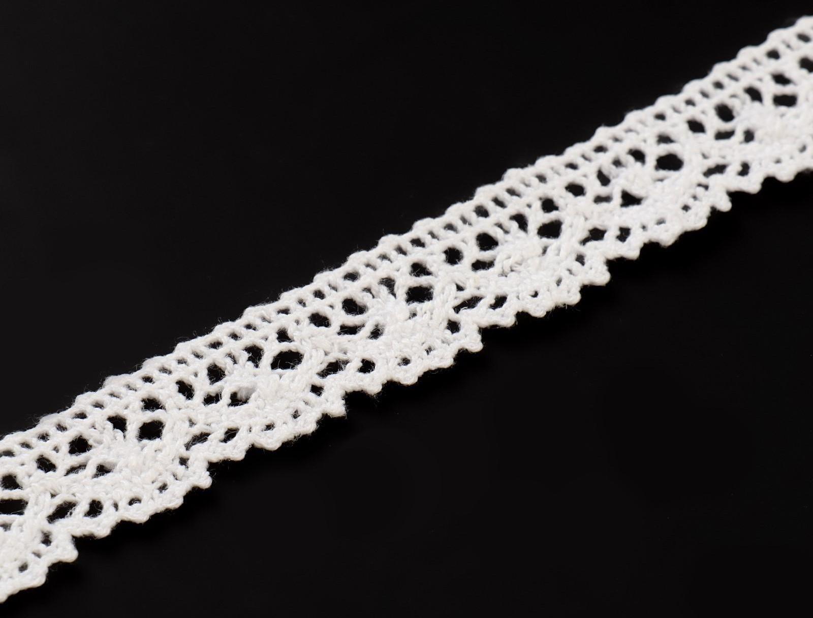 Кружево вязаное, 14 мм × 15 ± 1 м, цвет кипенно-белый