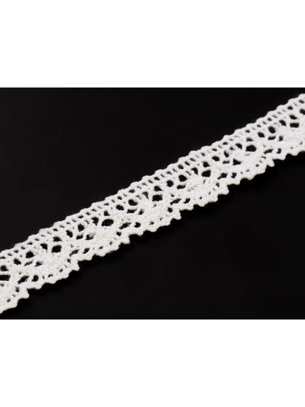 Кружево вязаное, 14 мм × 15 ± 1 м, цвет кипенно-белый