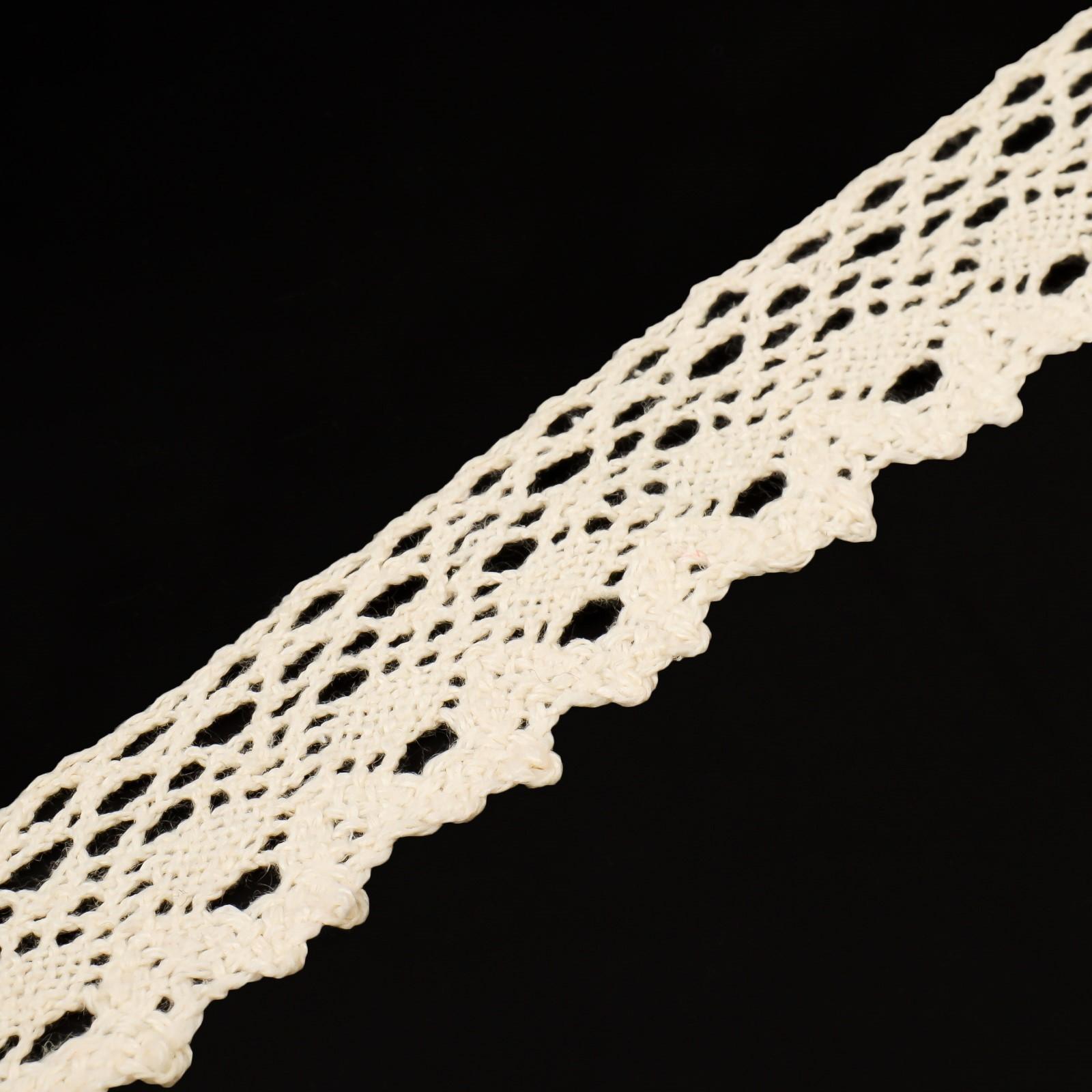 Кружево вязаное, 25 мм × 15 ± 1 м, цвет бежевый