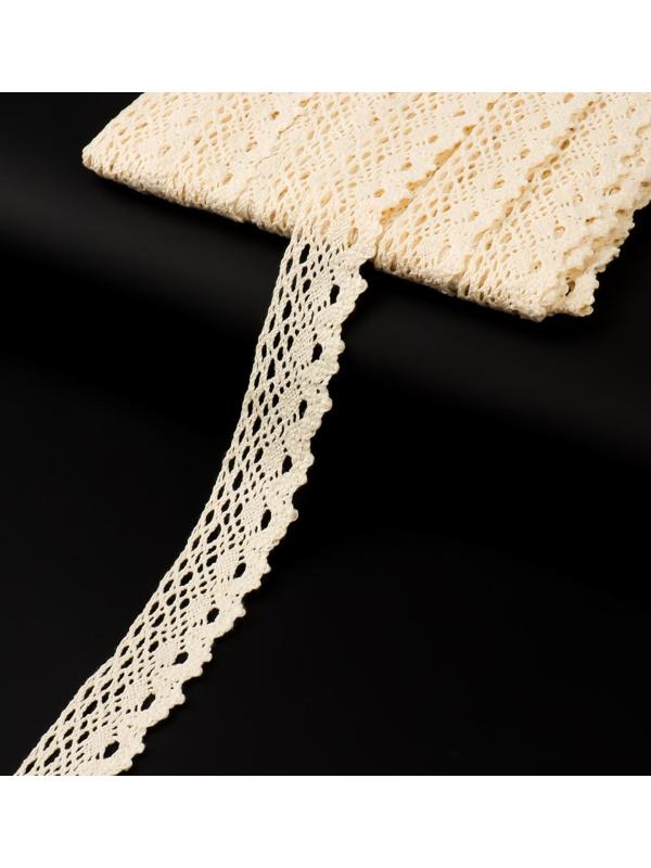 Кружево вязаное, 25 мм × 15 ± 1 м, цвет бежевый