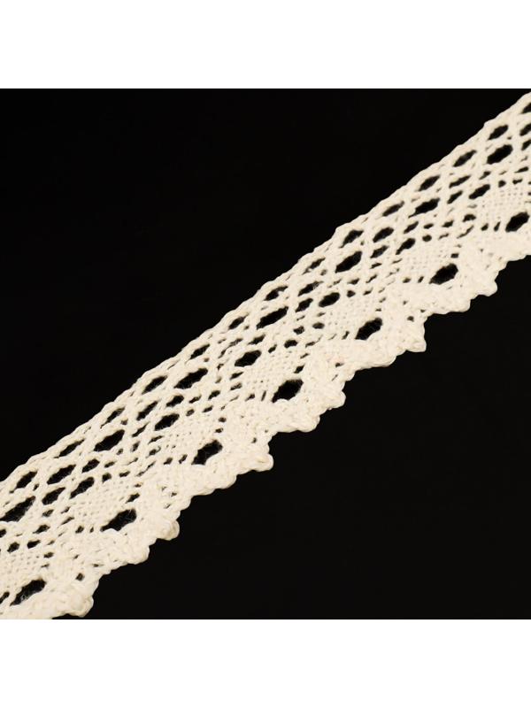 Кружево вязаное, 25 мм × 15 ± 1 м, цвет бежевый