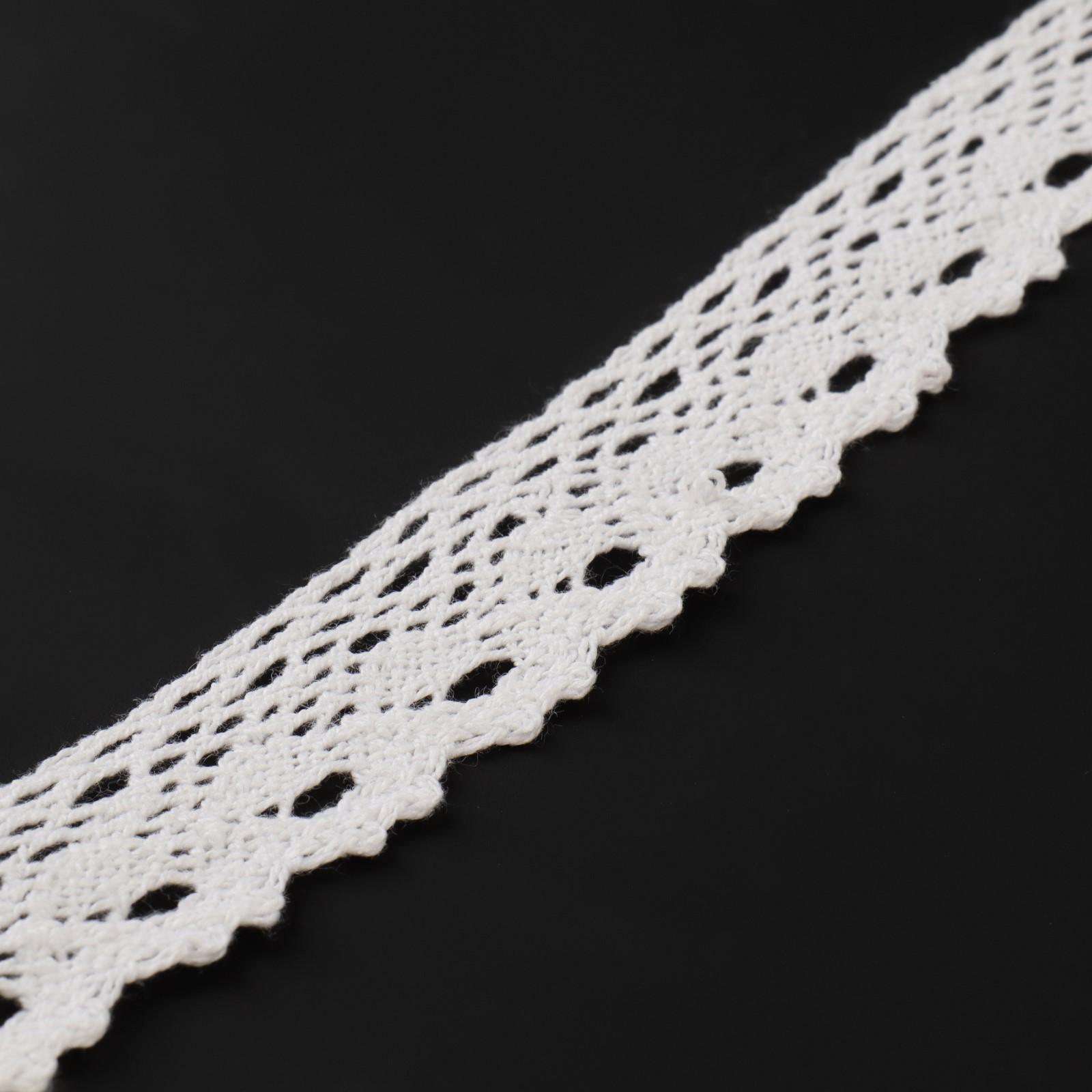 Кружево вязаное, 25 мм × 15 ± 1 м, цвет кипенно-белый