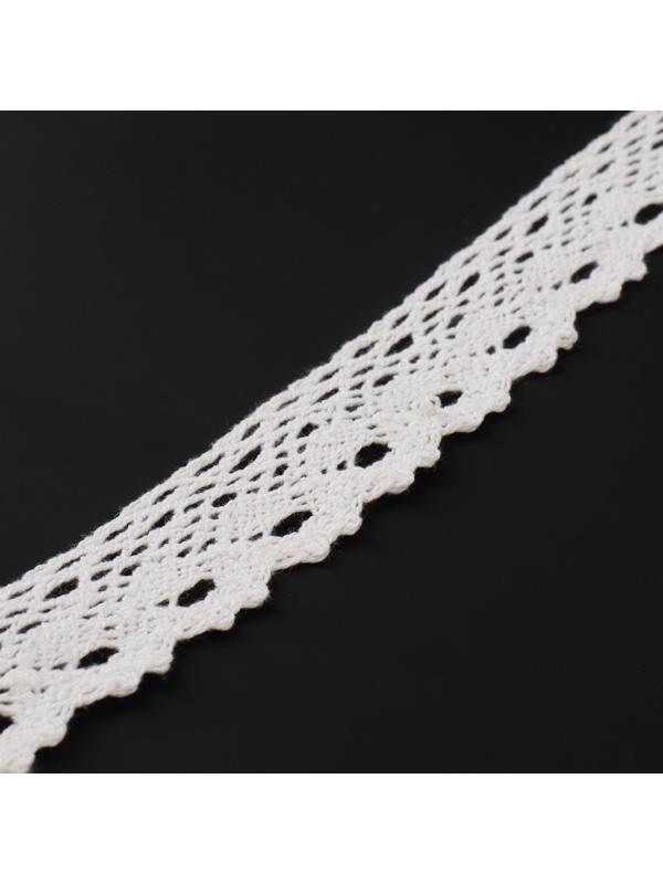 Кружево вязаное, 25 мм × 15 ± 1 м, цвет кипенно-белый