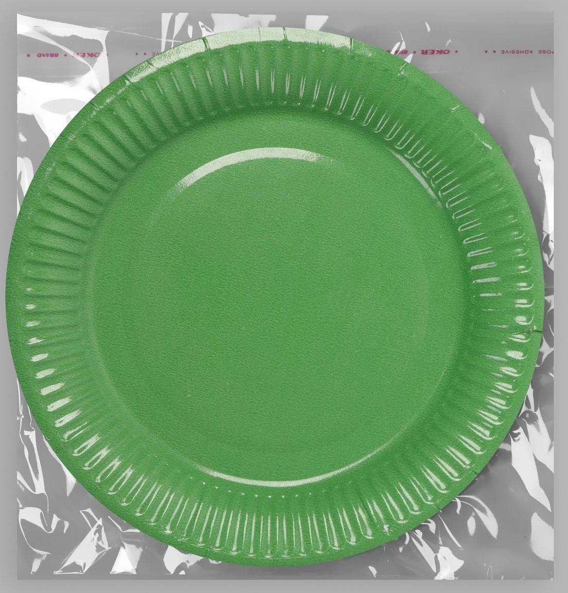 Тарелка бумажная, однотонная, 18 см, зелёный цвет