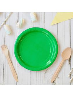 Тарелка бумажная, однотонная, 18 см, зелёный цвет