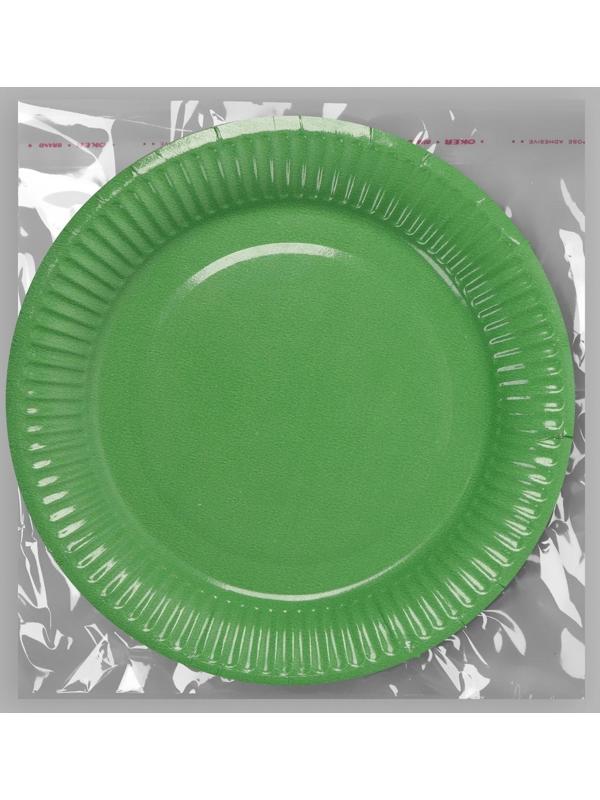 Тарелка бумажная, однотонная, 18 см, зелёный цвет