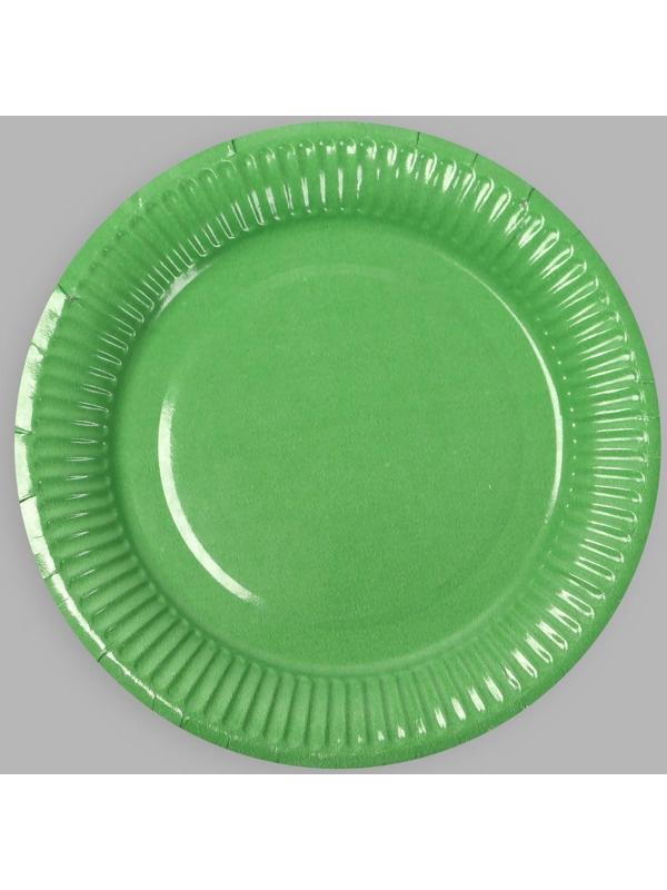 Тарелка бумажная, однотонная, 18 см, зелёный цвет