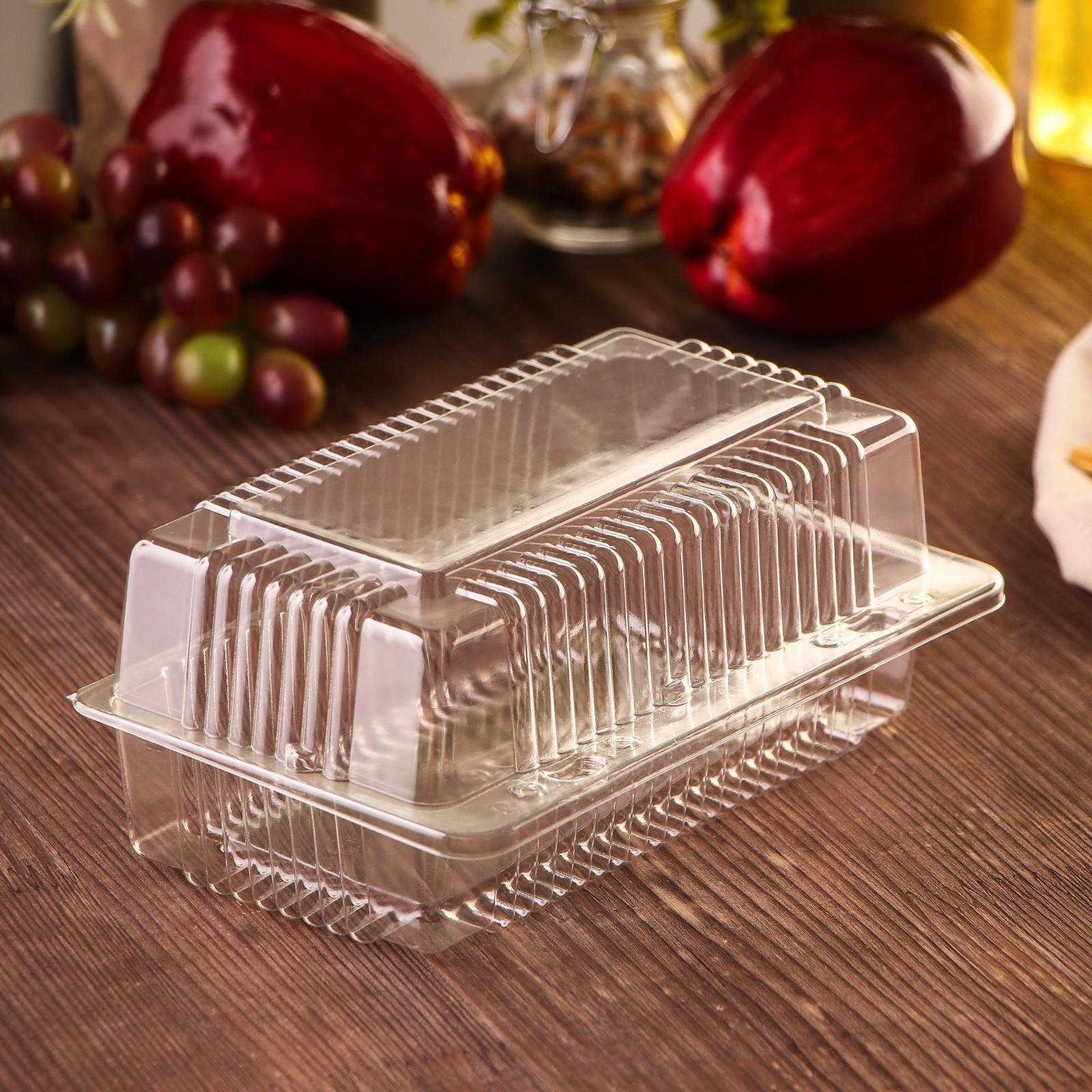 Контейнер одноразовый с неразьёмной крышкой, 18,4×11,2×7,9 см, цвет прозрачный