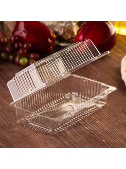 Контейнер одноразовый с неразьёмной крышкой, 18,4×11,2×7,9 см, цвет прозрачный