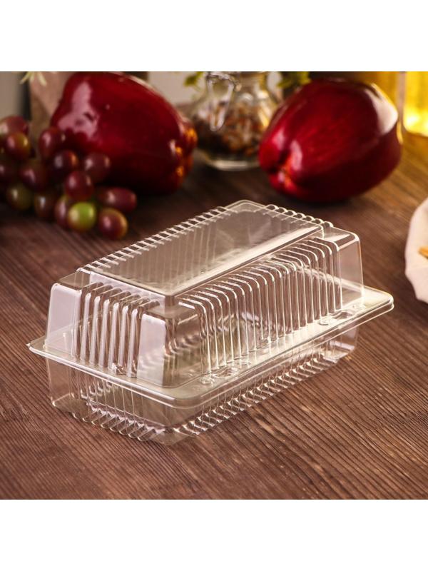 Контейнер одноразовый с неразьёмной крышкой, 18,4×11,2×7,9 см, цвет прозрачный