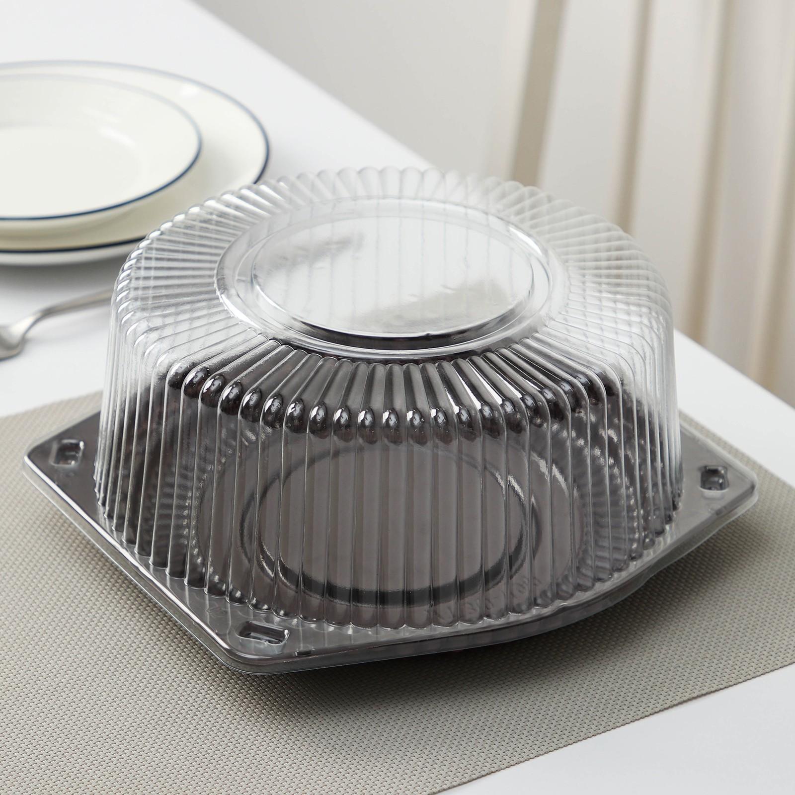 Тортовница одноразовая с разъёмной крышкой УТ30, круглая, 22×10 см, цвет прозрачный