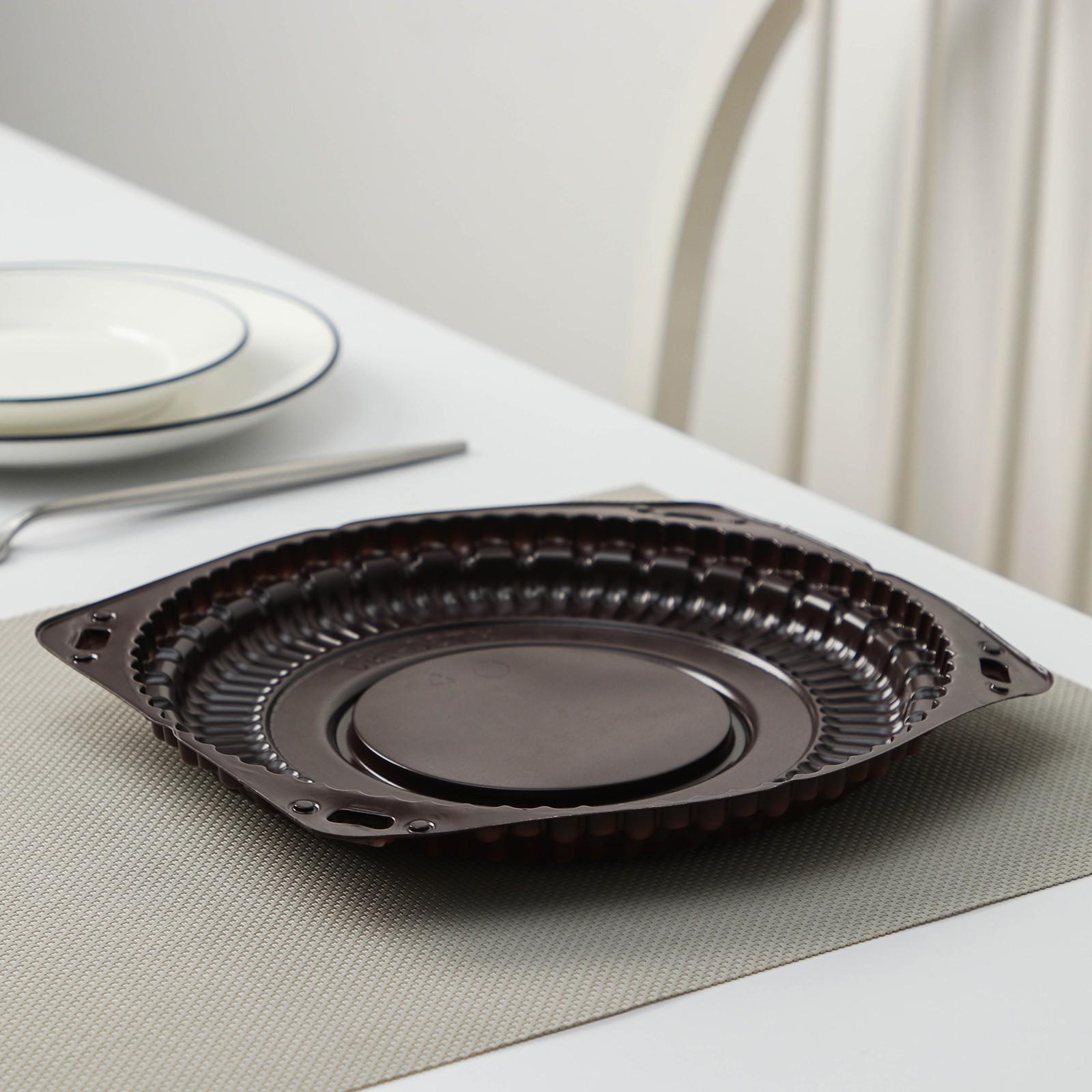 Тортовница одноразовая с разъёмной крышкой УТ30, круглая, 22×10 см, цвет прозрачный