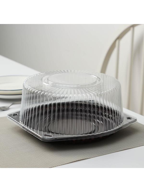 Тортовница одноразовая с разъёмной крышкой УТ30, круглая, 22×10 см, цвет прозрачный