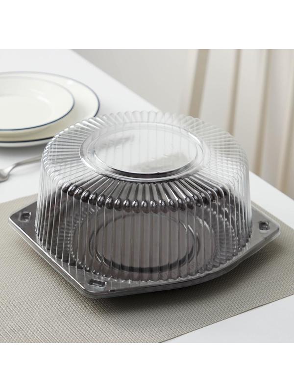 Тортовница одноразовая с разъёмной крышкой УТ30, круглая, 22×10 см, цвет прозрачный