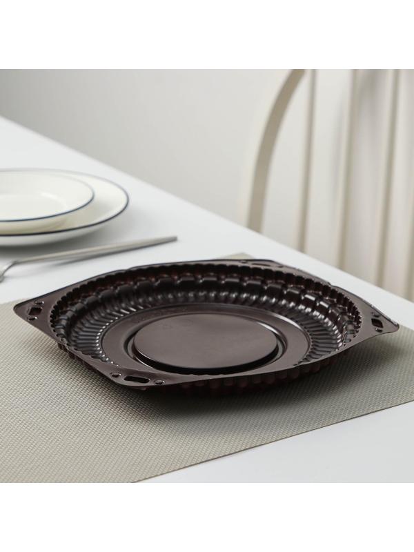 Тортовница одноразовая с разъёмной крышкой УТ30, круглая, 22×10 см, цвет прозрачный