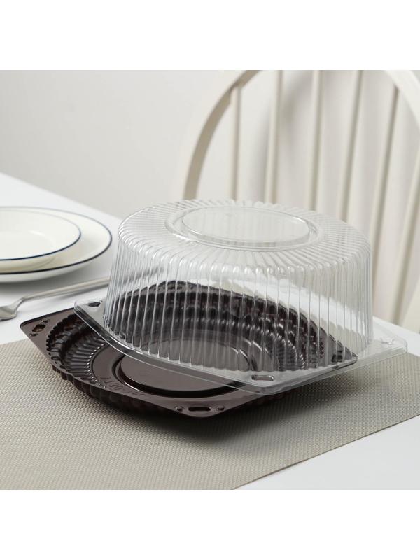 Тортовница одноразовая с разъёмной крышкой УТ30, круглая, 22×10 см, цвет прозрачный