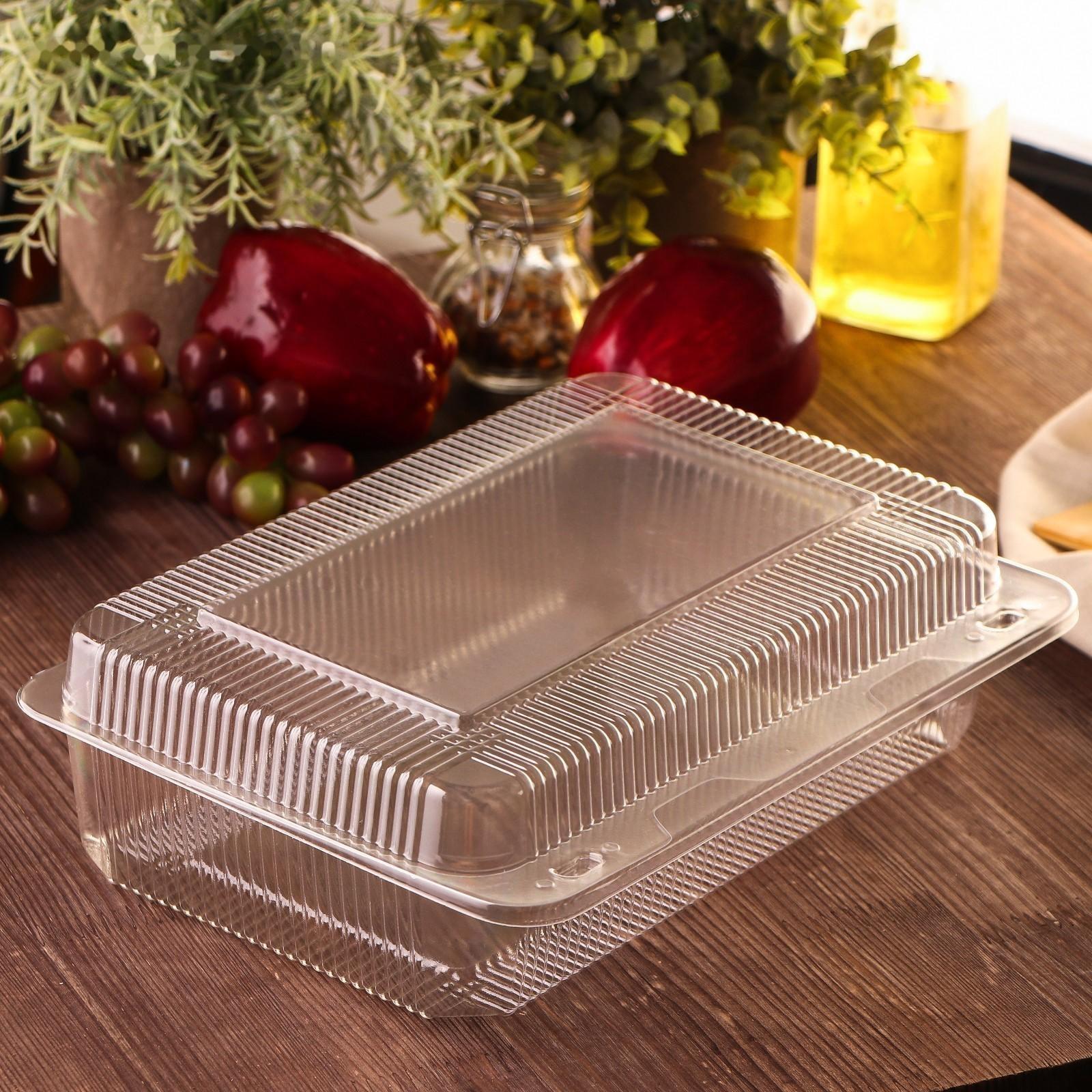 Контейнер одноразовый с неразьёмной крышкой, 28×21×8 см, Коррекс УТ11/1, цвет прозрачный