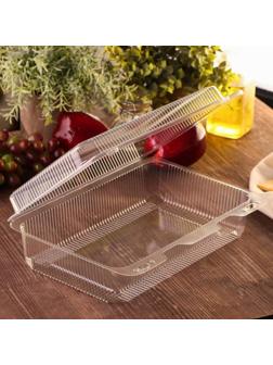 Контейнер одноразовый с неразьёмной крышкой, 28×21×8 см, Коррекс УТ11/1, цвет прозрачный