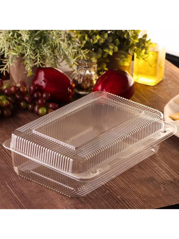 Контейнер одноразовый с неразьёмной крышкой, 28×21×8 см, Коррекс УТ11/1, цвет прозрачный