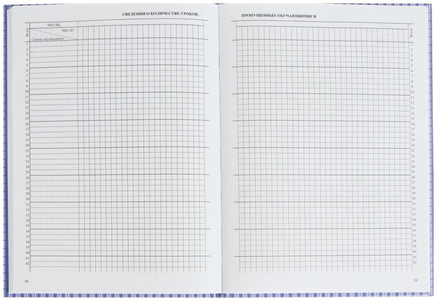 Классный журнал для 1-4 классов А4, 128 страниц, твердая ламинированная обложка, блок офсет 65г/м2
