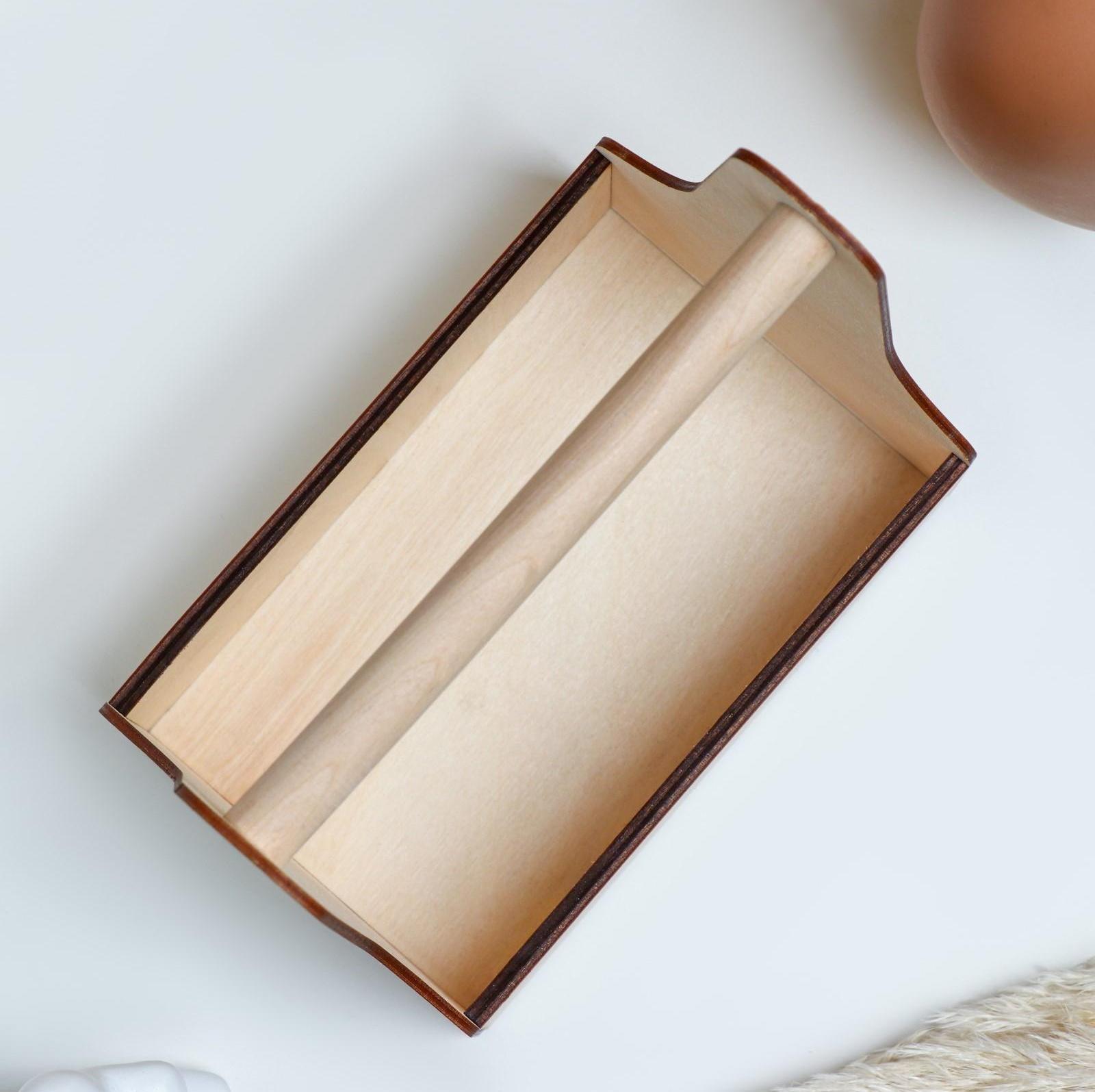 Кашпо деревянное 20×12.5×20 см Стелла Моно, с ручкой, натуральный Дарим Красиво